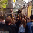 Drunk guy knocks down mixing booth at party