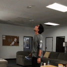 Using ladder to change light bulb illusion