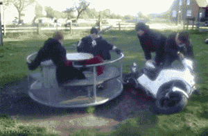 Motorcycle merry-go-round fail