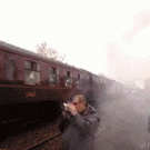 Guy almost hit by train