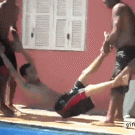 Swimming pool toss-in fail