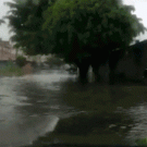 Biking on a flooded road