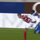 Soccer player gets kicked in the head