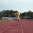Prosthetic leg running fall