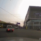 Car drives into gas station