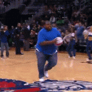 Fat guy trampoline dunk fail