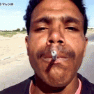 Swallowing cigarette trick