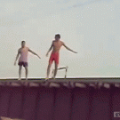 Daredevils almost hit by train