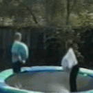 Trampoline pillow fight fail