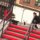 Skateboard hand rail jump fail recovery