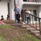 Skateboarder almost hit by car after rail trick