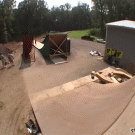 Jumping biker misses foam pit