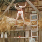 Contortionist picks up apple