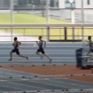 Race leader gets legs tangled up in pole vault crossbars before the finish line