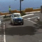 BMW nearly tips over