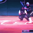 Softball batter busts her face with ball