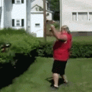 Trimming the bushes with a chainsaw