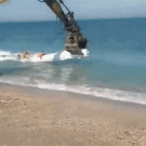 Creative excavator beach fun