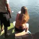 Girl water ski board fail