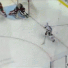 Hockey player scores with header