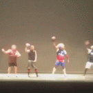 Man flies off the stage while dancing