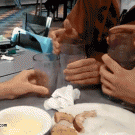 Blowing cup stacking