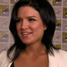 Gina Carano lip bite at ComicCon