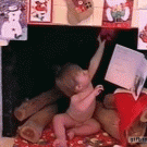 Kid playing under chimney