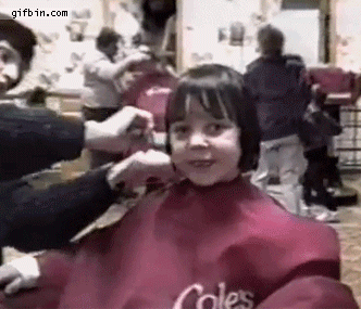 Image result for child haircut gif