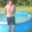 Swimming pool backflip fail