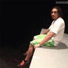 Sitting trampoline jump