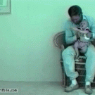 Baby crawls up the wall