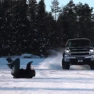Drifting truck slides over man