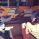 Kid cuts guy's fake hand with toy saw