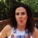 Girl does chewing gum trick