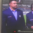 Ronaldo on TV gets distracted by a snack