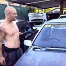 Breaking windshield with head