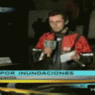 Reporter falls into water