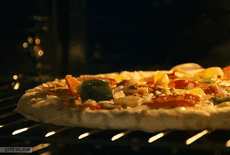 Baking pizza