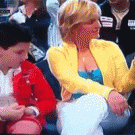 Kid checks out woman's cleavage