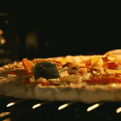 Baking pizza