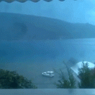 Lightning hits ocean