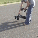 RC car hits guys foot