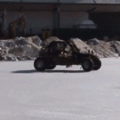 Buggy sinks in frozen lake