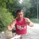 Russian drunk guy a log to the face