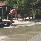 Close call front flip pool jump