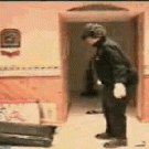 Woman jumping on treadmill