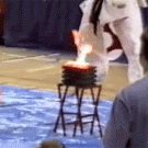 Breaking bricks on fire fail