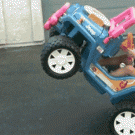 Little girl rides jeep like a boss