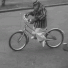 Monkey riding a bike